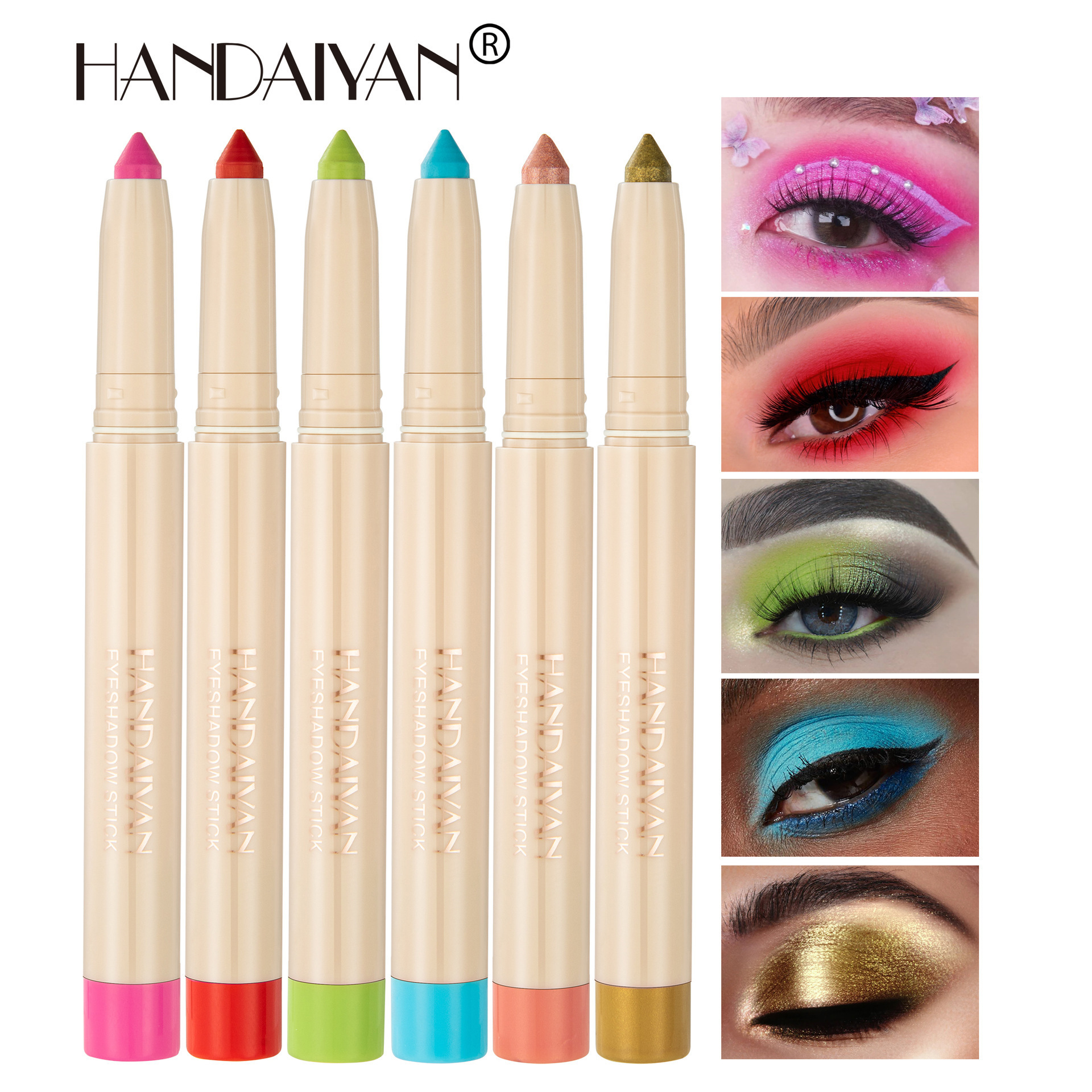 Handaiyan venta transfronteriza caliente, Han Qiang, club nocturno de maquillaje, lápiz de sombra de ojos de seda de seda de doble propósito, barra de lápiz de delineador de ojos cortable image 4
