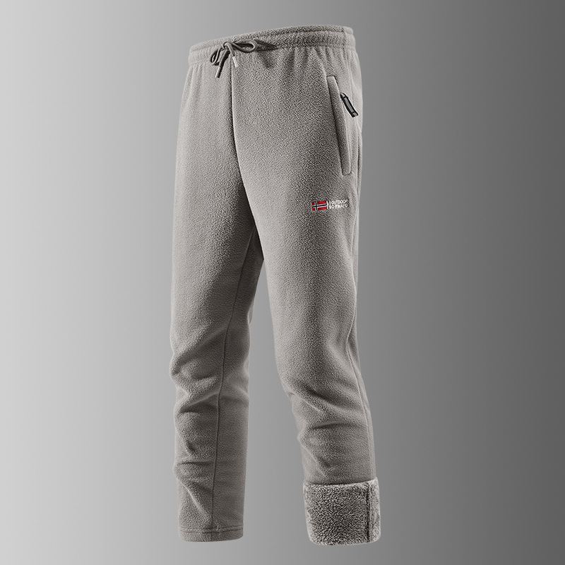 Cross-Border Wholesale Winter Outdoor Norwegian Couple Warm Polar Fleece Sweatpants Comfortable Sports Casual Plus Fleece Trousers
