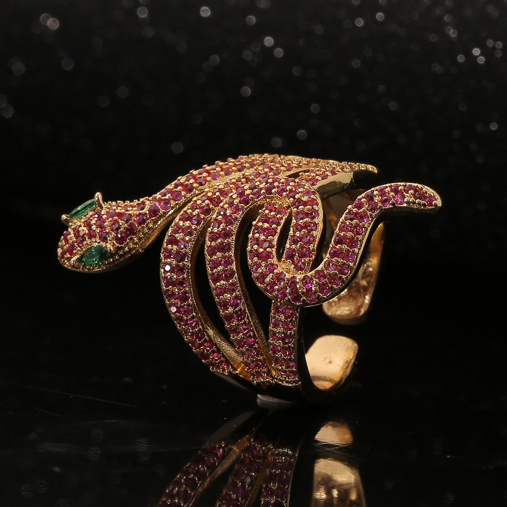 Vintage Cobra Shaped Copper Inlaid Zircon Ring Wholesale Nihaojewelry display picture 4