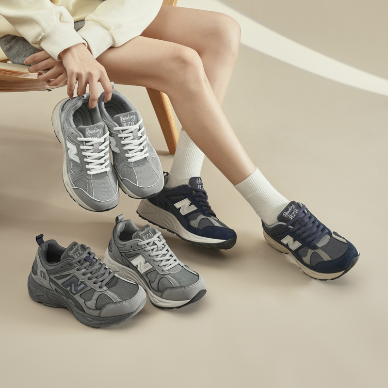Giày thể thao retro unisex Putian Xuân Thu Balance Cool Running N878 đế dày giảm chấn — 878 Yuanzu màu xám