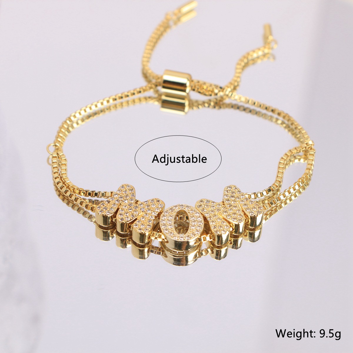 Holiday, Daily Occasion Copper Material Wholesale Jewelry Casual Glam Letter Copper Zircon Plating Box Chain Bracelets