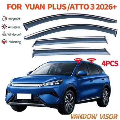 Suitable for BYD Yuan PLUS 2026 model rain and sun visor FOR BYD ATTO 3 MK3 Window Visor (Rain shield) - cross-border-precision-made-without-car-logo-can-be-labeled-on-request-4pcsbyd-atto-3mk3-2026pcwith-bright-trim-rain-shield