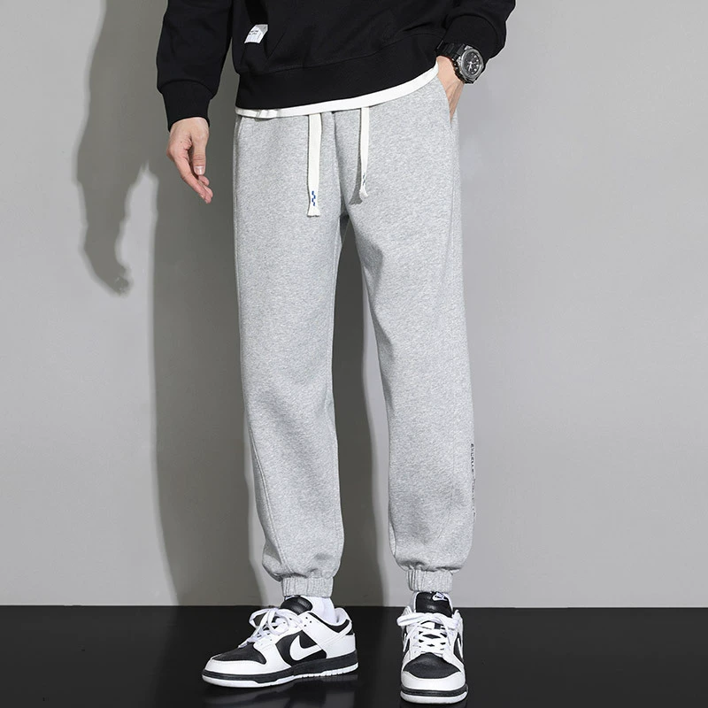 Autumn black trousers for leisure, oversize, plus size