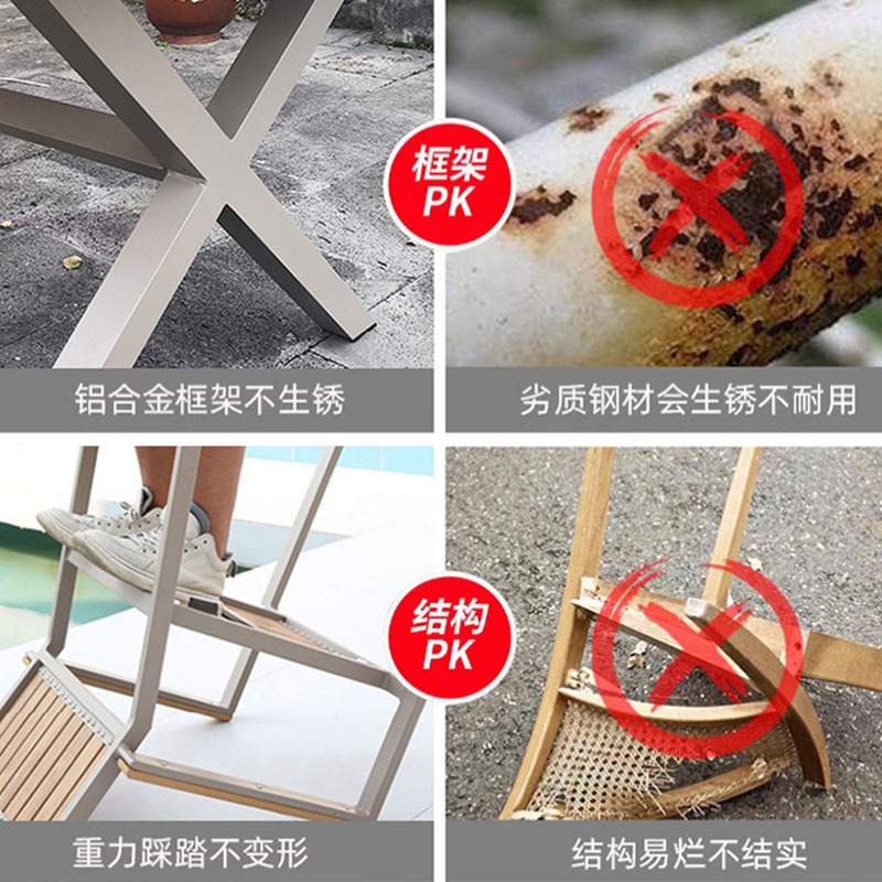 Mesa y silla de ocio al aire libre combinación de patio al aire libre jardín balcón impermeable anti-solar frente anticorrosión madera plástica mesa de madera
