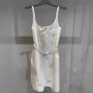 Trend summer fitted white brace, sleevless dress, skirt