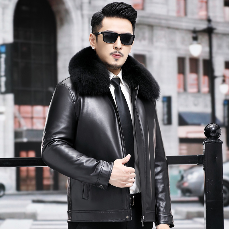 Haining genuine leather jacket men's overcoat sheepskin gold mink…