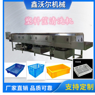 Fully Automatic Basket Washing Machine, Vegetable, Seafood, Egg and Blue Basket Washing Equipment, High-Pressure Spray Turnover Basket Cleaning to Remove Oil Stains