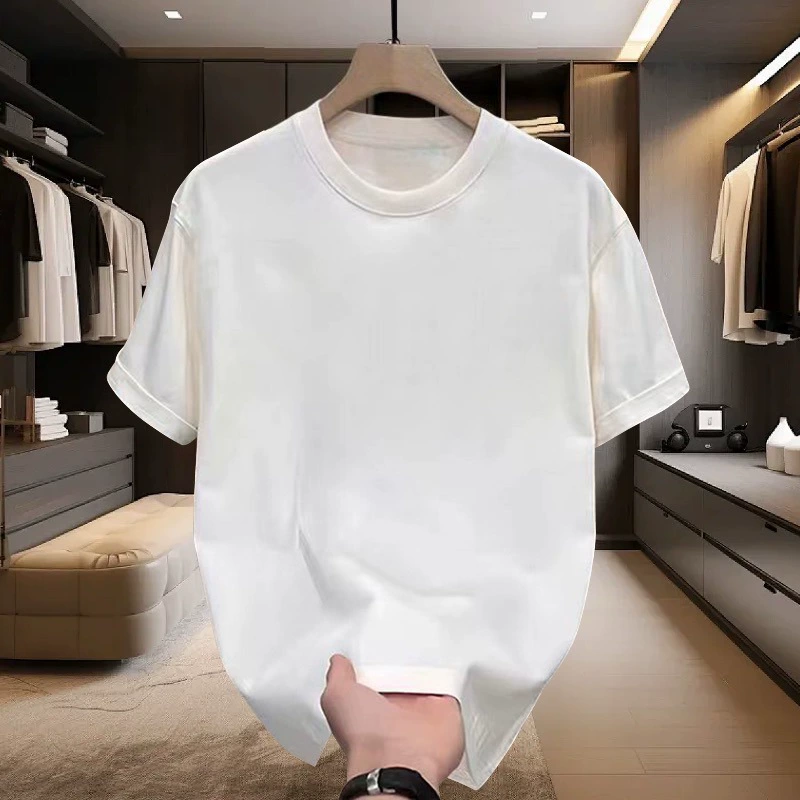 Сплошной цвет, унисекс, летняя модная однотонная белая универсальная свободная футболка с короткими рукавами и половиной рукавов, мужской базовый слой, топ