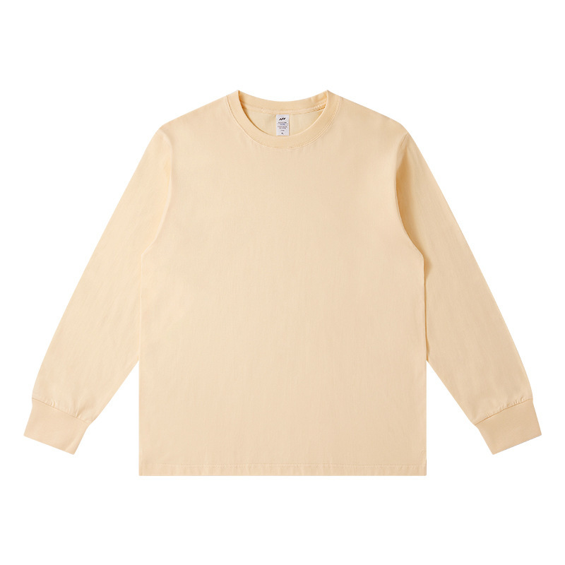 230 グラム秋と冬の新スタイル新疆コーマ綿白長袖 Tシャツメンズラウンドネックレギュラーソリッドカラーボトリングシャツ女性のトレンディなブランド|undefined