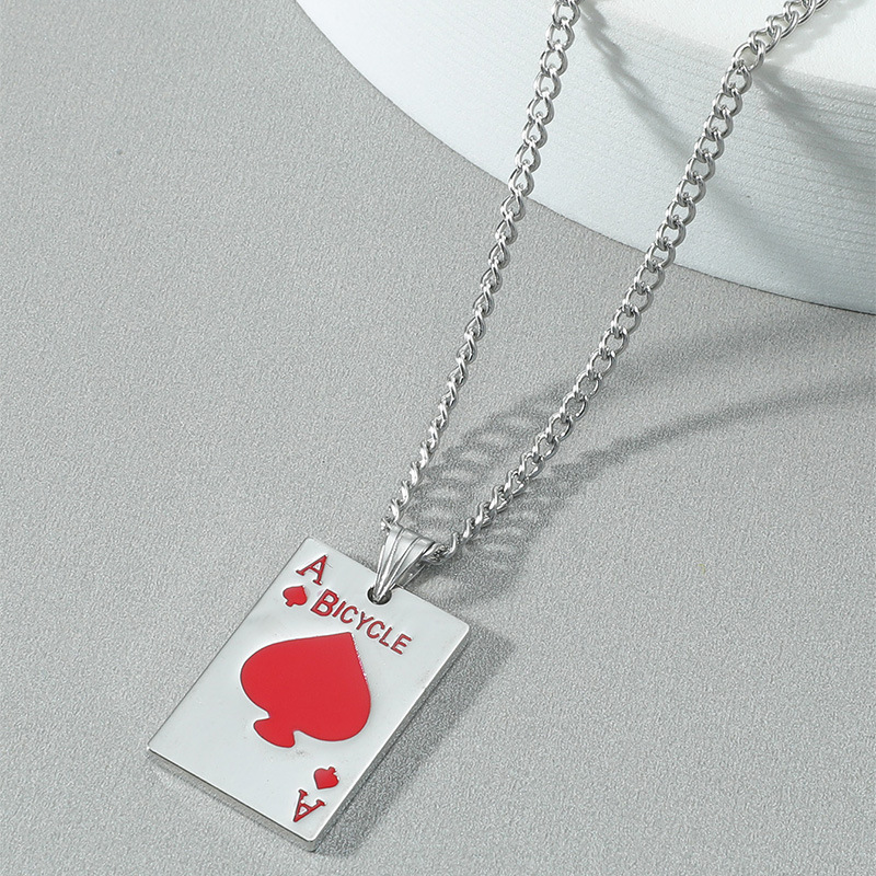 Nihaojewelry Punk Style Playing Cards Spades Pendant Necklace Wholesale Jewelry display picture 1