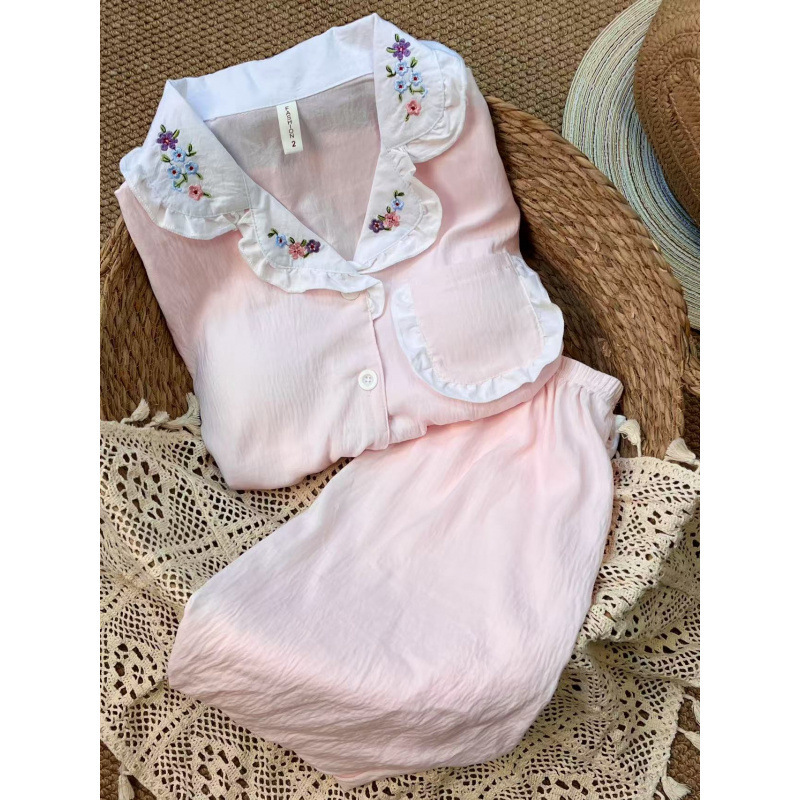 云朵棉睡衣女款夏季ins格子短袖套装高级感家居服可外穿跨境批发|undefined