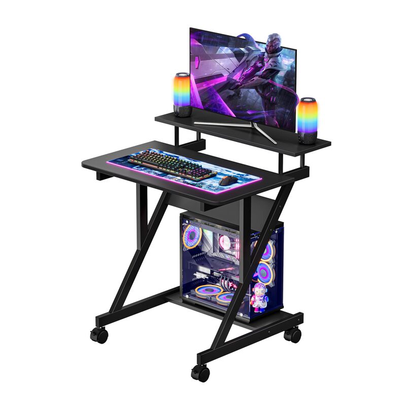 Small Space Computer Desk 27.5inch Small Computer Desk 3-Level Compact Desk