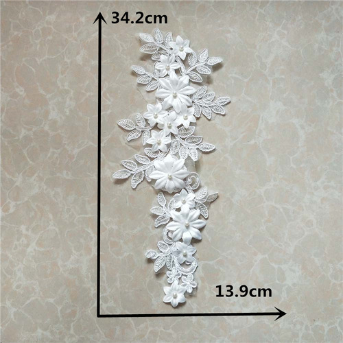 White hollow lace collar three-dimensional imitation pearl embroidery lace bridal wedding accessories wholesale