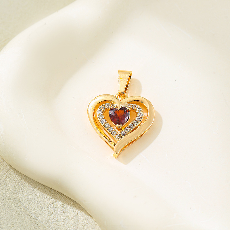 Ozon transfronterizo explosión de moda ligera y lujosa doble amor hermoso collar en forma de corazón Zircon colgante en forma de corazón universal nicho