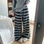 新款条纹秋冬高腰阔腿裤