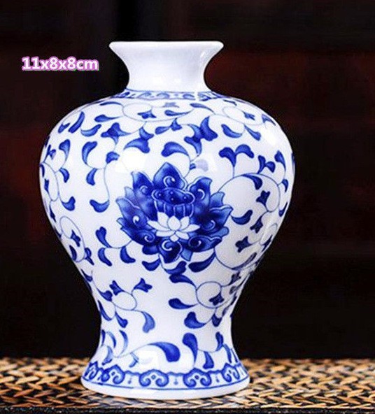 Vaso de escritorio de cerámica de porcelana pequeña boca mini hidroponía de flores retrógradas botellas de flores de porcelana