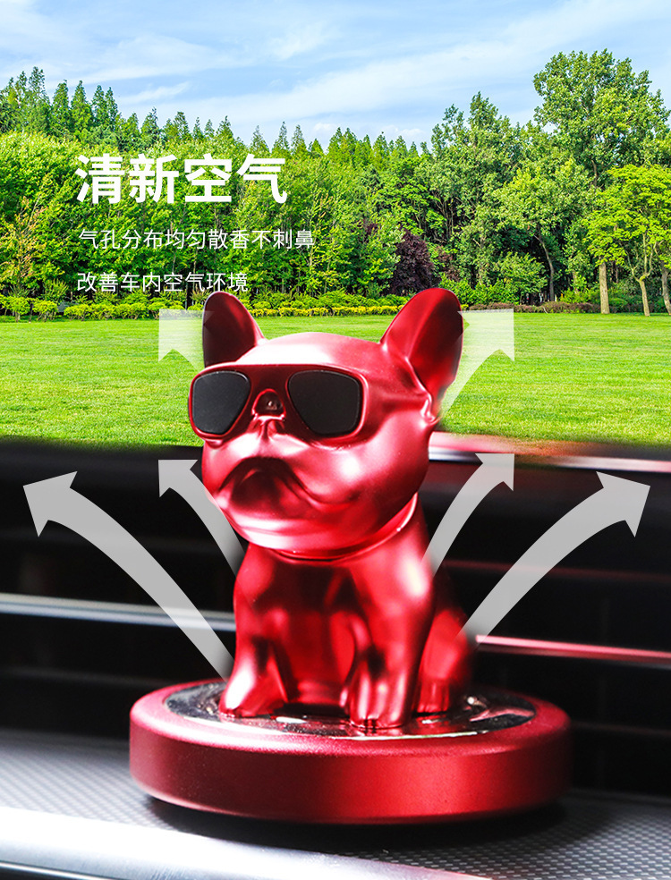 Creative Car Perfume Shaking Head Sunglasses Dog Car Aromatherapy Ornaments Car Interior Decorations Bulldog Ornaments Dolls