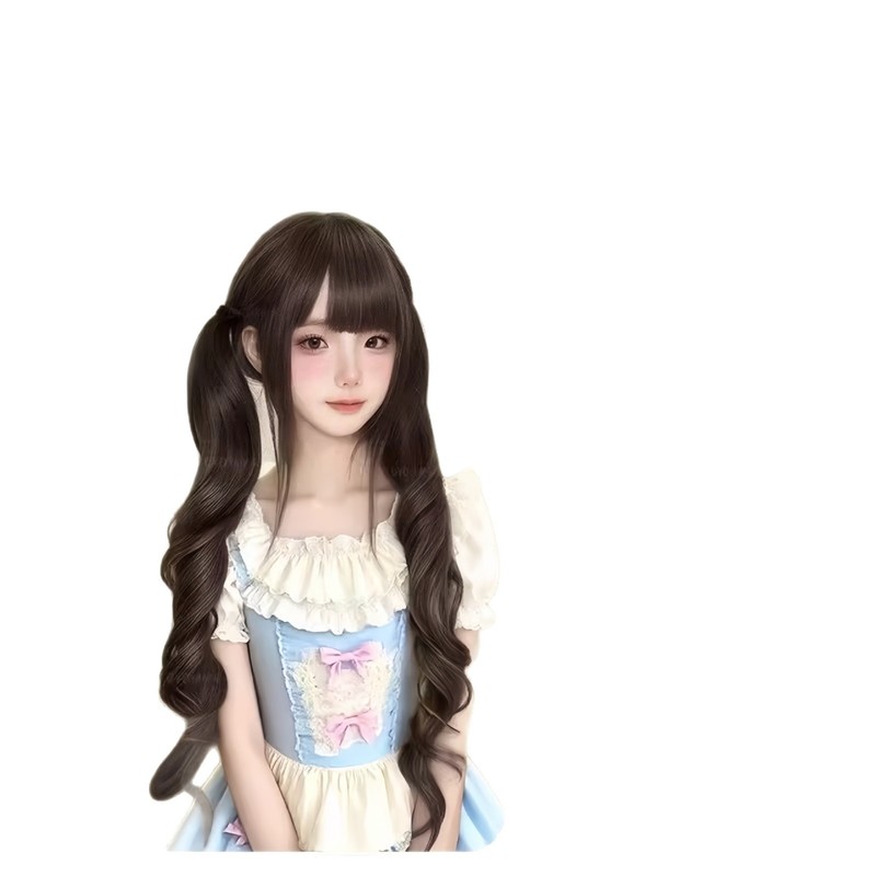 马尾假发女【Loita双马尾】甜美少女罗马卷自然仿真发辫子假马尾|undefined