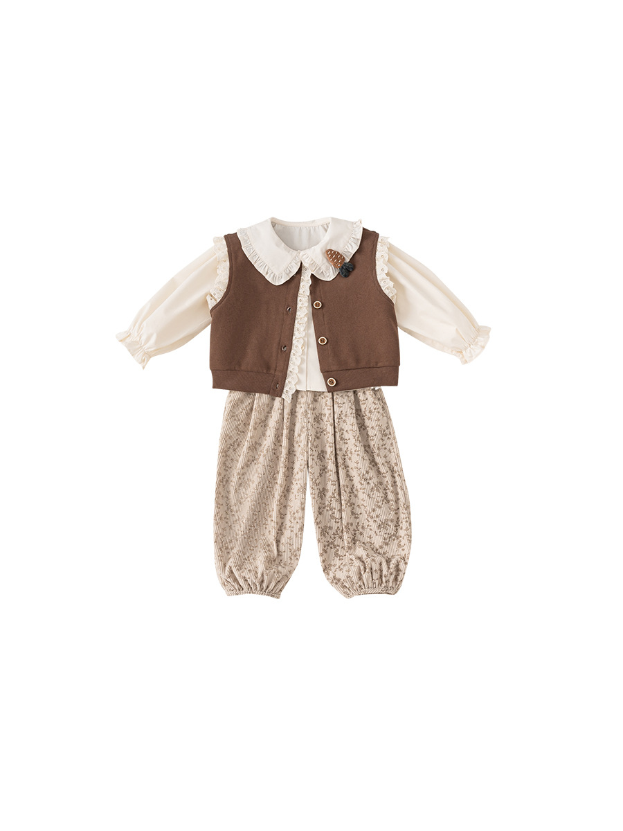Yoobao ropa infantil de niña de otoño ropa de pantalones de flores 2026 nuevo primavera primavera otoño mujeres bebé son dulce conjunto de tres piezas