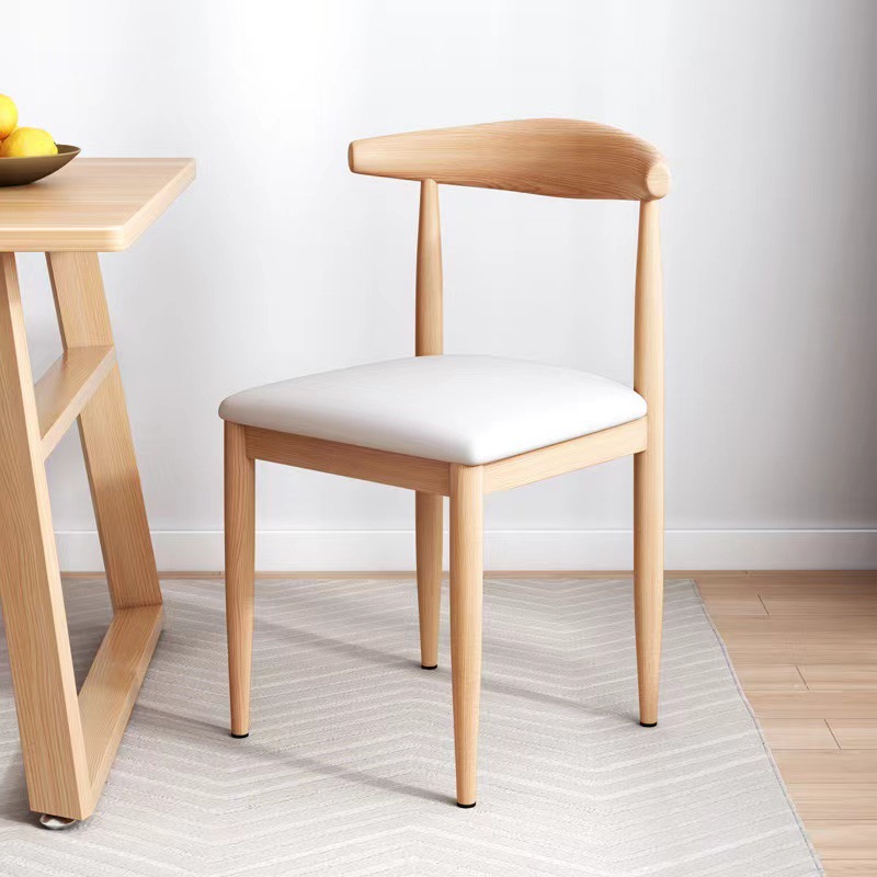 Silla de comedor de cornucopia, taburetes de respaldo, escritorio y silla nórdica doméstica, silla de mesa de comedor moderna y simple, imitación de taburetes de madera sólida y hierro forjado