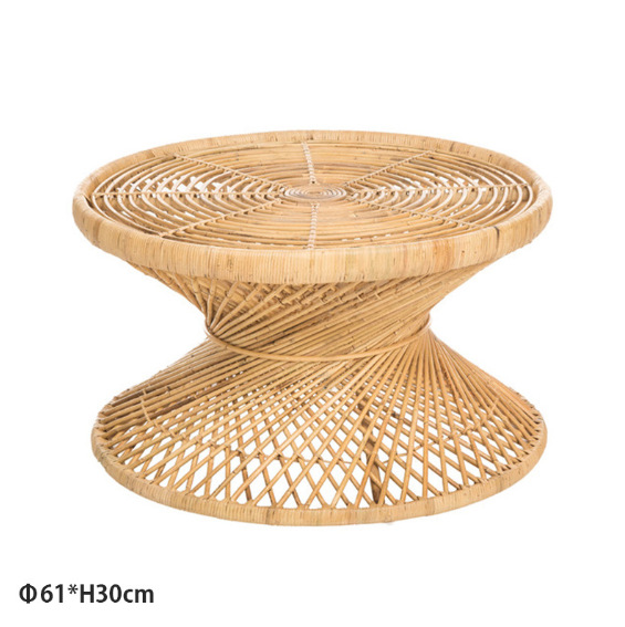 Ins verdadera mesa de té redonda de caña retro del sudeste asiático pequeña mesa redonda de estilo natural simple alojamiento de caña real redonda de caña varias casas pequeñas