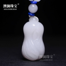 天然新疆和田白玉白菜吊坠羊脂白金丝玉百财挂件项坠直播活动礼品