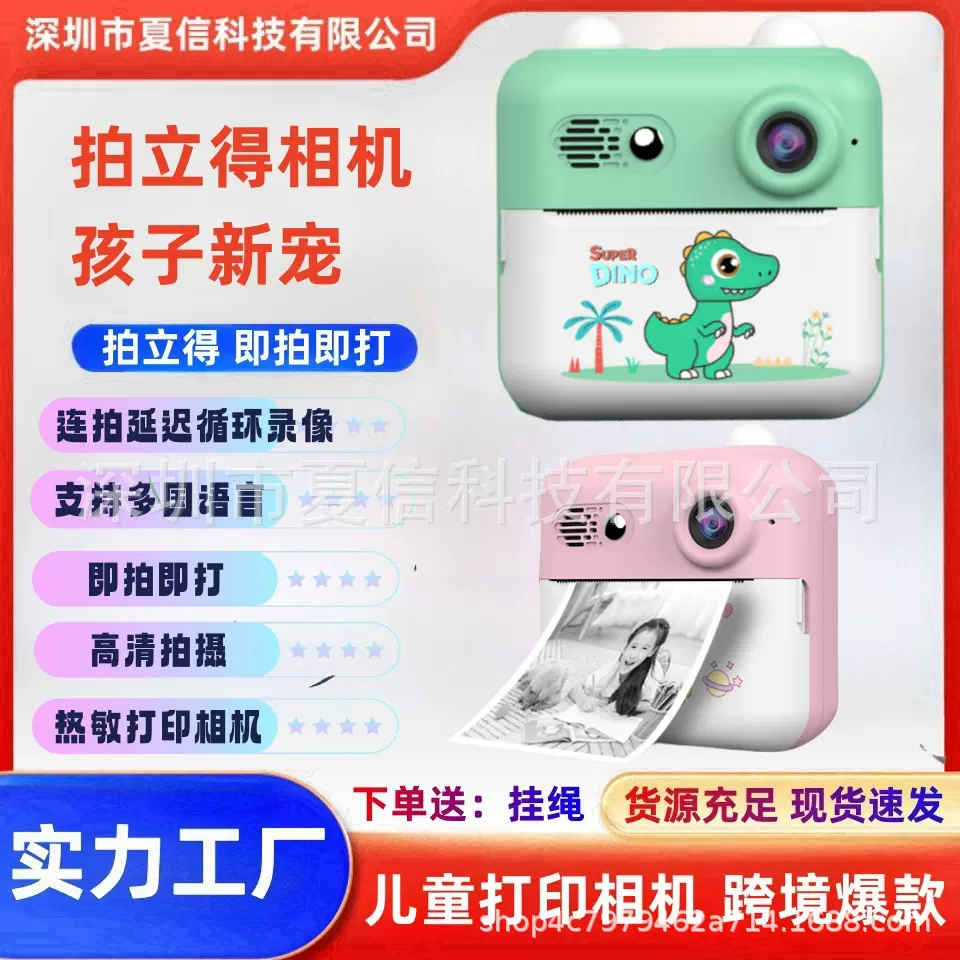 新款儿童打印相机卡通迷你宝宝拍立得数码相机玩具热敏即拍即打