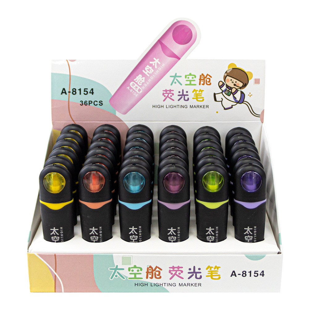 cápsula espacial serie de resaltador de cabeza blanda alto valor de cara liberación marcador marcador de puntos clave de los estudiantes bolígrafo