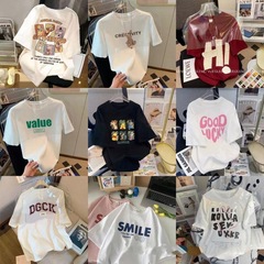 2025新型半袖tシャツ夏のゆるい大きいサイズのシャツ女性カジュアル上着ファッションプリント学生服