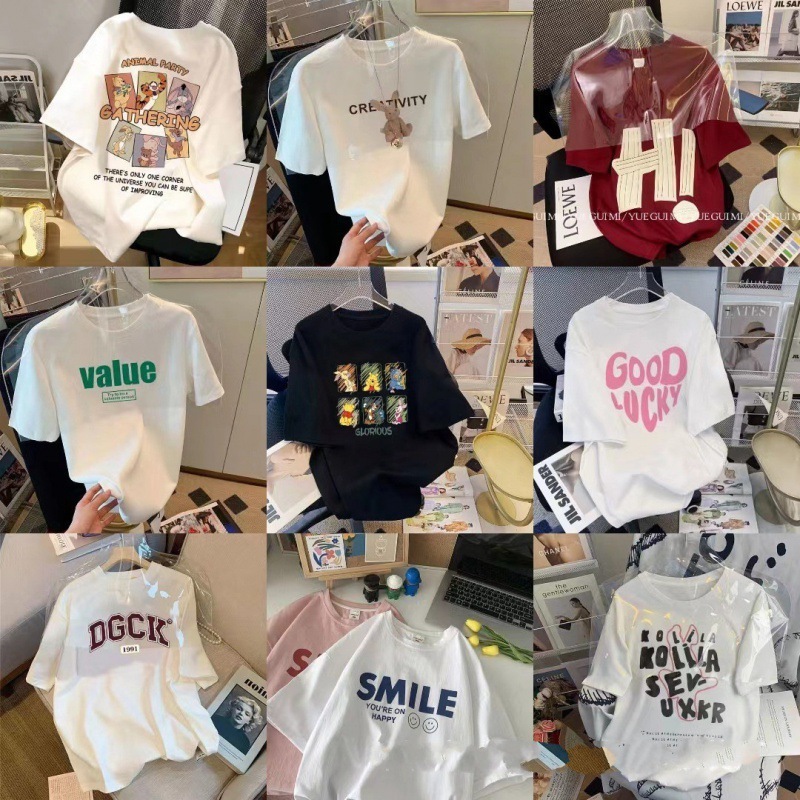 2025新型半袖tシャツ夏のゆるい大きいサイズのシャツ女性カジュアル上着ファッションプリント学生服|undefined