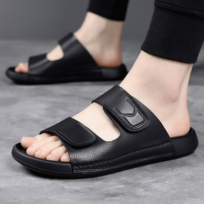 Summer New Lightweight Soft-Soled Casual Slippers for Men, Fashionable Soft Leather Beach Shoes, One-Piece Flip-Flops, Birkenstock Shoes Summer New Lightweight Soft-Soled Casual Slippers for Men, Fashionable Soft Leather Beach Shoes, One-Piece Flip-Flops, Birkenstock Shoes