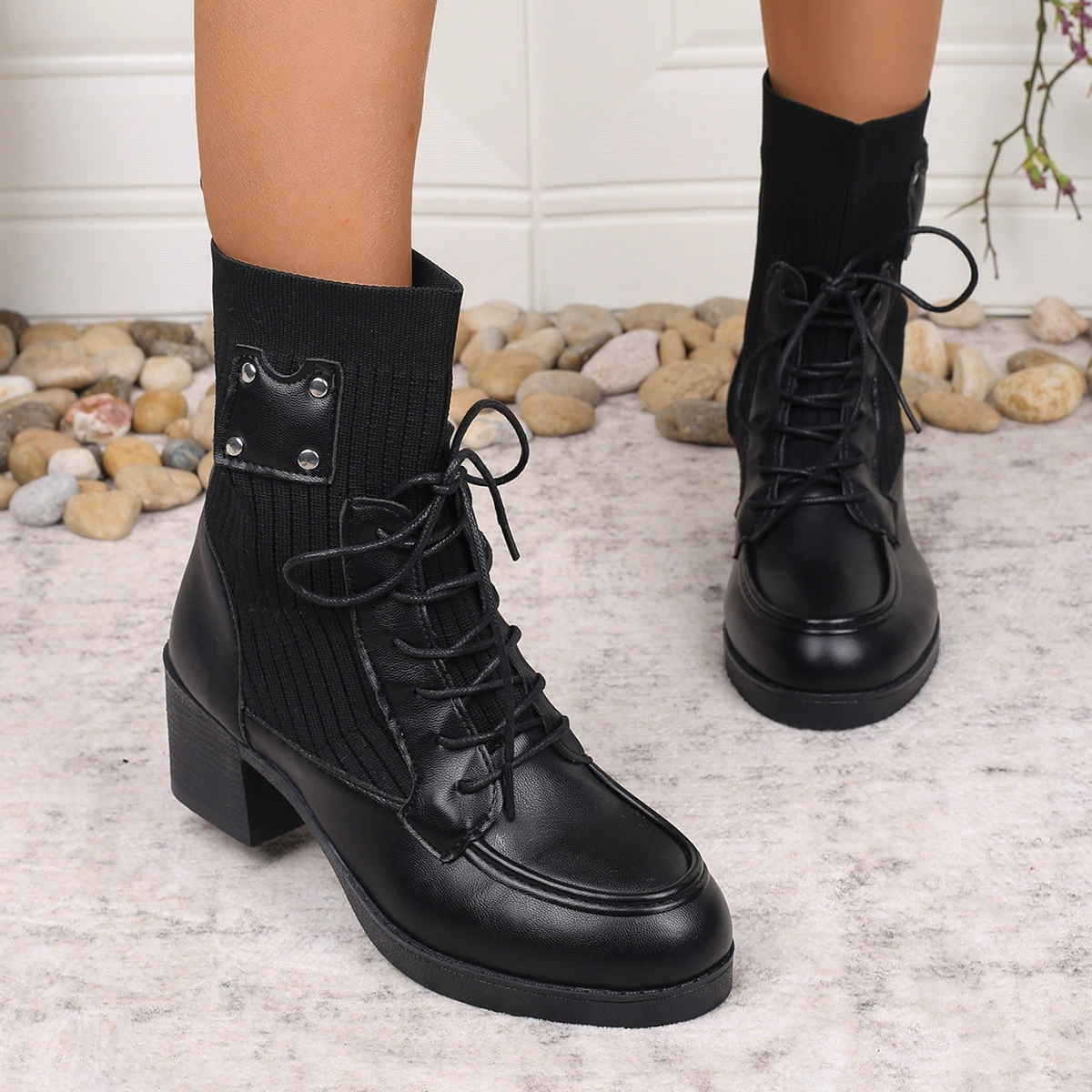 Martens, demi-season elastic boots, plus size, for import