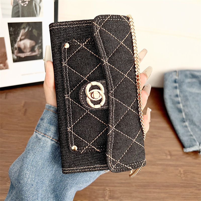 Suitable for iPhone 17 Pro Max Mobile Phone Case New Anti-Fall Denim Embroidered Round Lock Mobile Phone Leather Case Suitable for iPhone 17 Pro Max Mobile Phone Case New Anti-Fall Denim Embroidered Round Lock Mobile Phone Leather Case