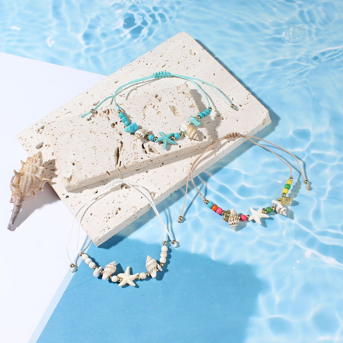 1 Piece Quantity Casual Style Marine Style Starfish Eye Shell Rope Shell Cord String Stretch Adjustable String Bracelets Wholesale