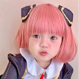 儿童假发 间谍过家家阿尼亚cosplay假发粉色短发齐刘海动漫假发套