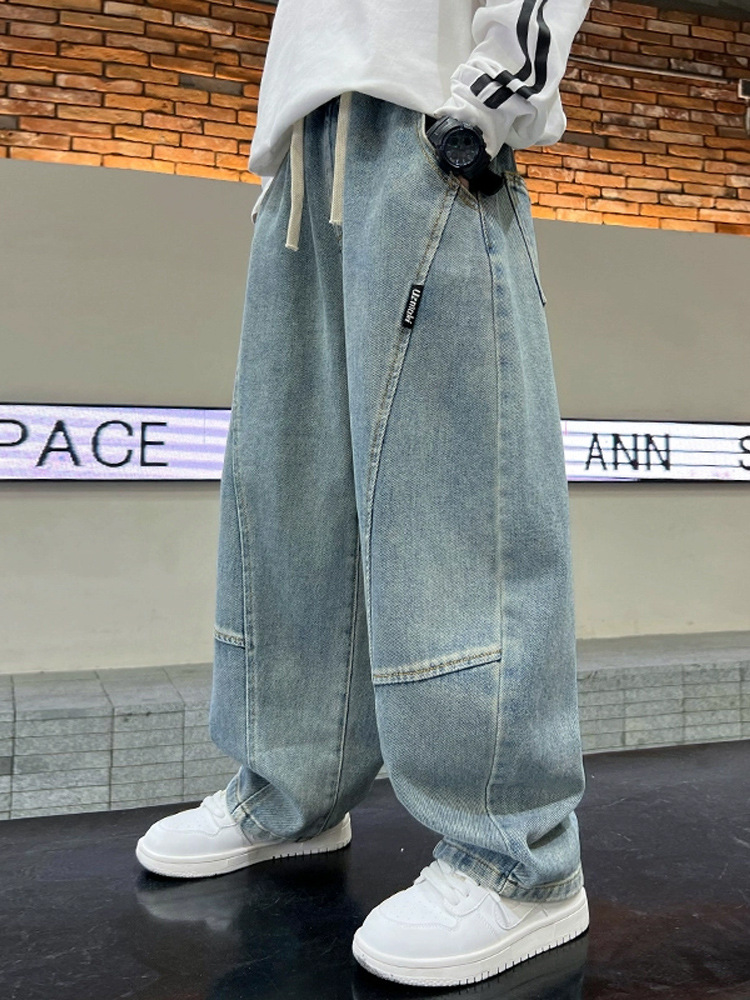 男の子用デニムパンツ 2026年秋新作 おしゃれでかっこいい韓国風パンツ 子供用カジュアルパンツ 春秋向け中高学年向け