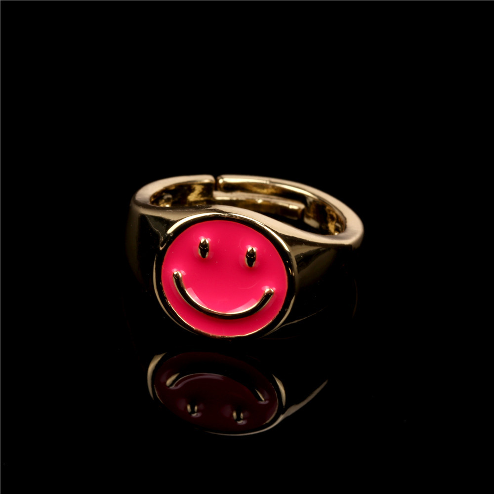 Anillo De Apertura De Cara Sonriente De Aceite De Goteo Chapado En Cobre De Moda display picture 7