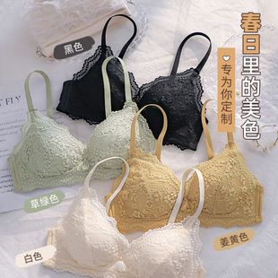Women's thin small chest push-up breast anti-sagging summer sexy lace bra without steel ring suit tide