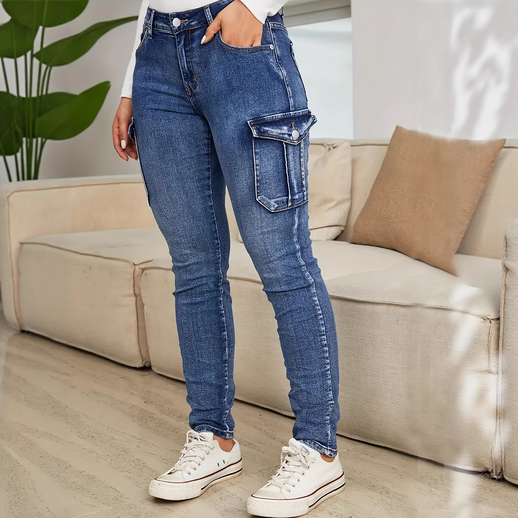 European And American Women's Fashion Ruched Side Pocket Stylish Personality Low Waist High Elasticity Ins Trend_ecoleips.com