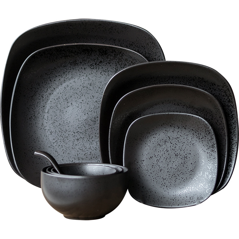 Transfronterizo LZ Lucang cerámica japonesa punto de congelación marrón retro color sólido exquisito platos de mesa caseros platos de sopa