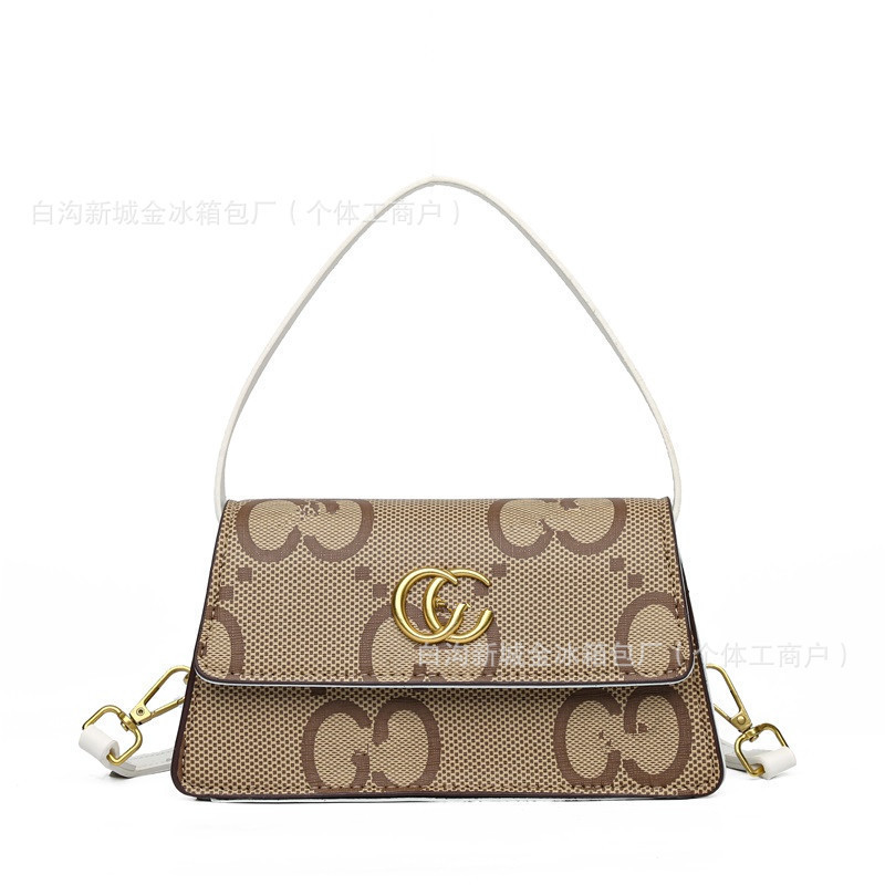 2025新款经典老花邮差包双G Jumbo 单肩驼色斜跨式女包实物带logo|undefined