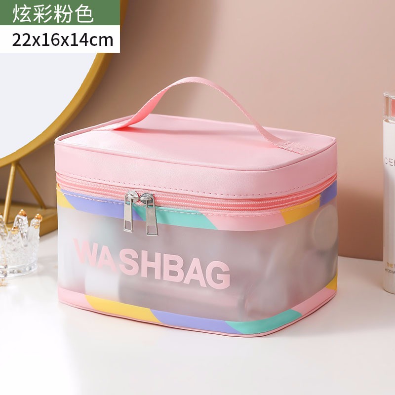 Bolsa de cosméticos transparente transfronteriza bolsa de almacenamiento impermeable de alta capacidad bolsa de lavado de maquillaje portátil PU