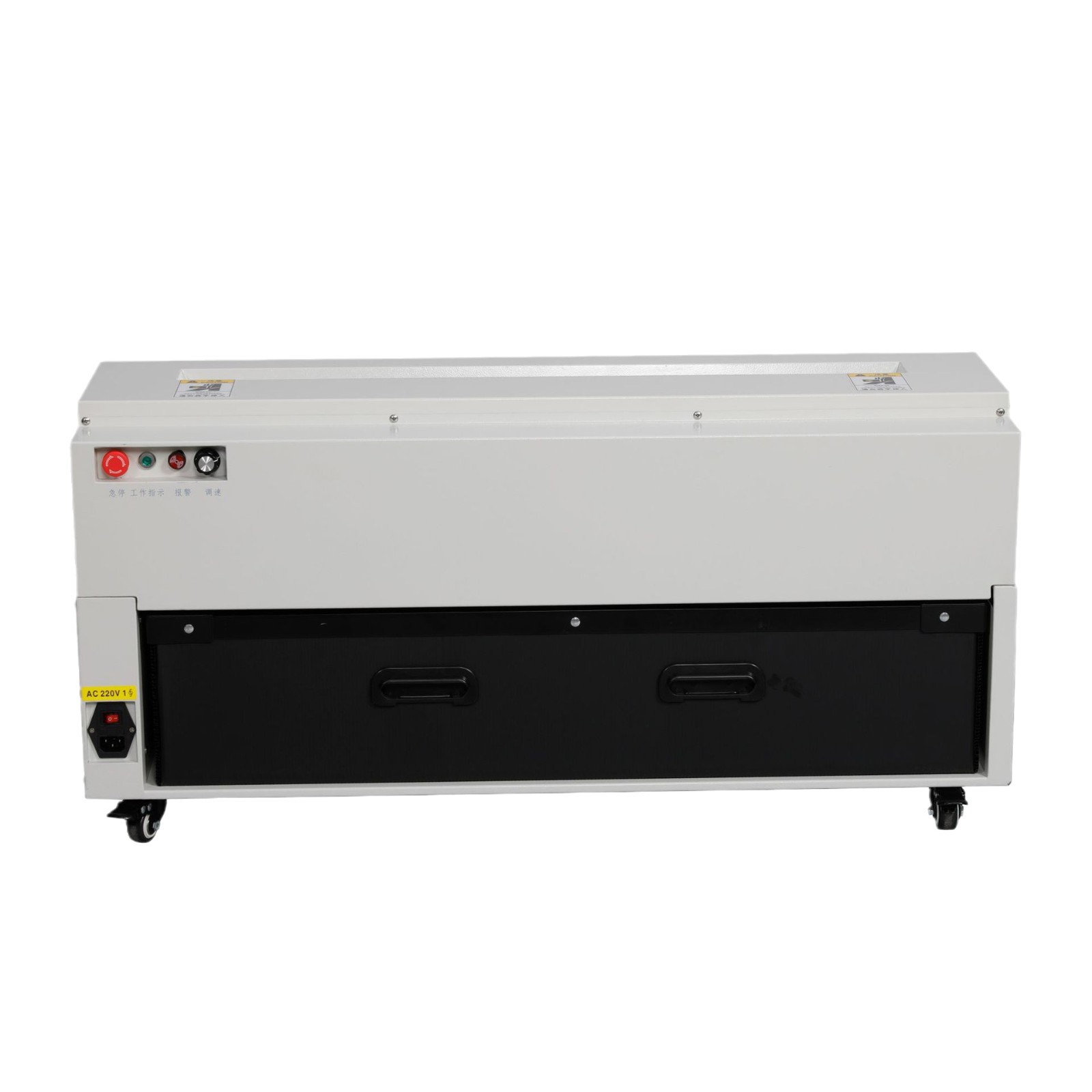 S-680A SMT reel scrap tape cutter with collection bin, front view
