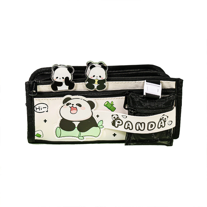 Bolsa de lápiz de dibujos animados panda en caja de papelería de alta capacidad de alto valor facial bolsas de lápiz de nicho resistentes a la suciedad cajas de lápiz de estudiantes primarios