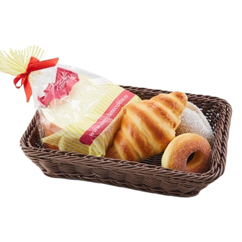 Imitation Rattan Cake Storage Basket Snack Plate Fruit Basket Snack Candy Bread Basket Steamed Bun Storage Tray Storage Fruit and Vegetable