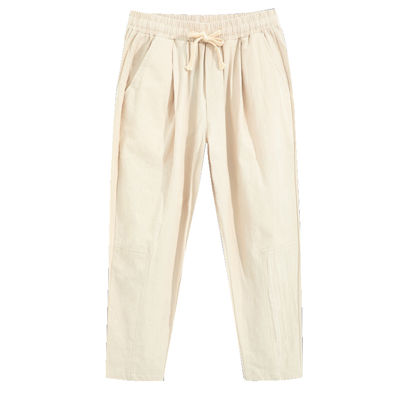 Summer Thin Chinese Style Large Size Cotton and Linen Ankle-length Pants Men's Loose Linen Casual Pants Harlan Pants Men's Pants