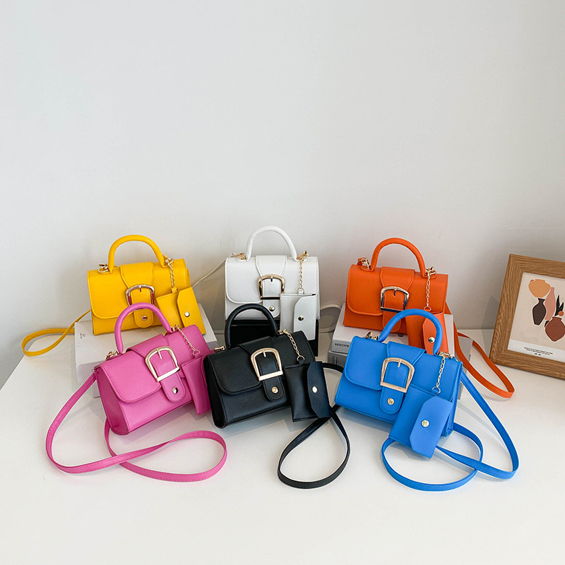 Candy Color 2023 Summer New Simple Retro Trendy Western Style Crossbody Shoulder Portable Small Square Bag for Women