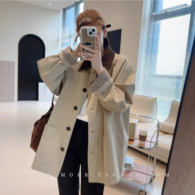 4000+ High-Quality Petite Prague Windbreaker Slimming Mid-Length Coat Women's Top Autumn New Style