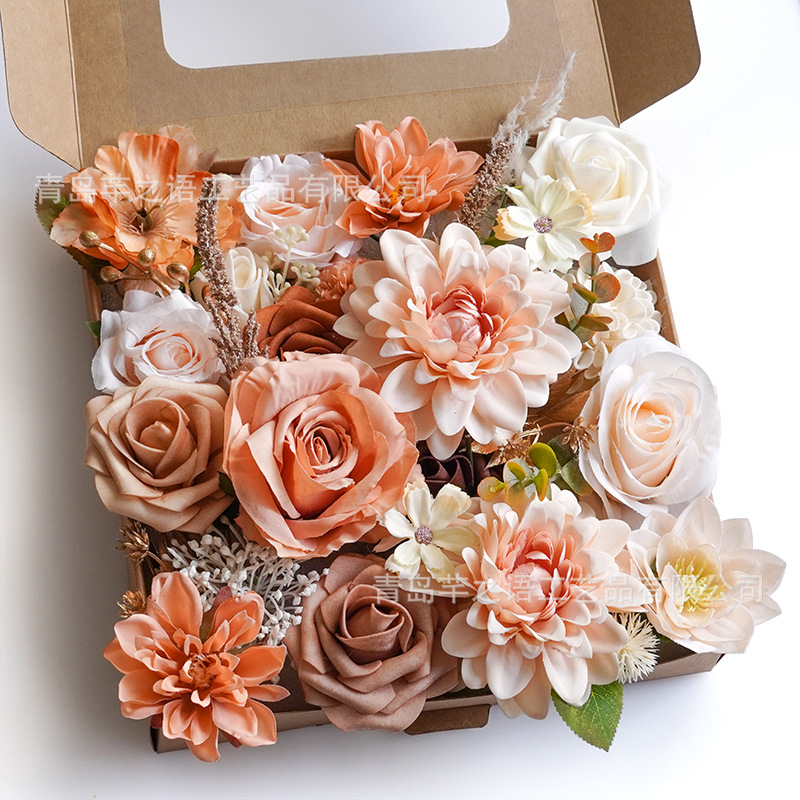 Nueva flor artificial con poste de la flor de la boda decoración ambiente props decoración al aire libre caja de regalo flor hortensia DIY flor de seda