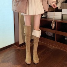 葡萄妈同款 内增高绒面厚底显瘦弹力过膝长靴女2024新款长筒靴